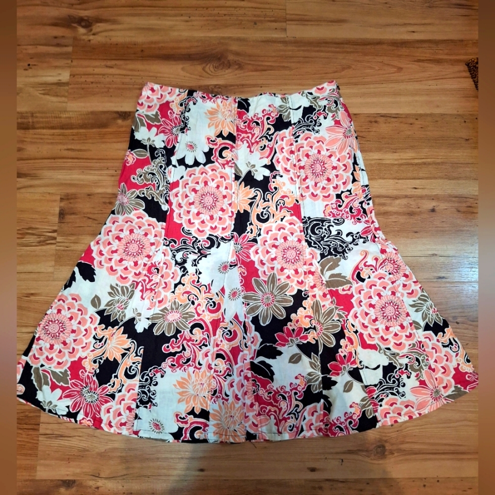 Kim Roger's Petite Pink Floral Flared Skirt 16P - $10